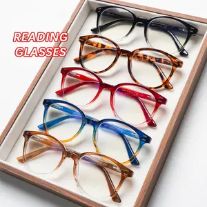 5-Pack stylish Anti-Blue Light Reading Glasses, Unisex Style. Features spring hinge design with sleek, lightweight gradient frames for comfortable wear. Ideal for computer work, reading, and daily commuting. Makes a perfect holiday gift.