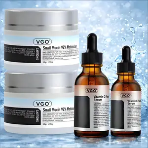 VGO Vitamin C Face Serum Hydrating with Snail Mucin Hyaluronic Acid Vitamin E for Dullness Radiance Balanced Tone Complexion Firming Essence Moisturizing Dark Spot Corrector