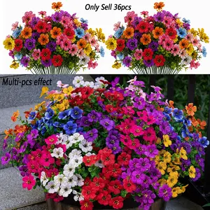36-Pack Vibrant Artificial Eucalyptus Flowers, Decorative Artificial Flowers, Multi-Colored Floral Ornaments, High-Quality Plastic Decor for Balcony, Patio, Weddings, Events, Outdoor Faux Greenery