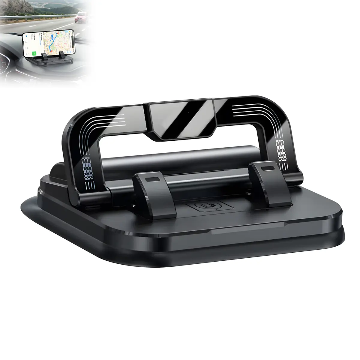 Car Phone Holder 360 Degree Rotation, Car Navigation Dashboard Mount, Adjustable Horizontal Vertical Angle Suction Cup Non Slip Phone Holder for iPhone Android Smartphones