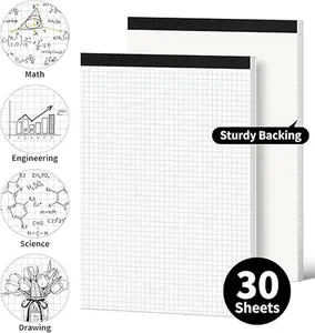 Graph Paper Pad, 2 Pack, 8.5 x 11 Grid Paper Notebook, 4x4 Graph Ruled, 30 Sheets per Pad, Easy-Tear Perforations, 8.5 x 11 Cardboard Backing, for Math, Drafting, Drawing, Engineering