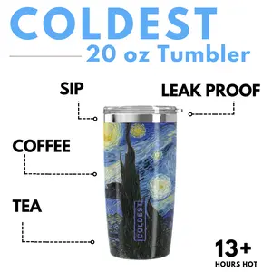 COLDEST 20oz Tumbler V2 – Leak Proof Insulated Coffee & Tea Flask | Hot 13+ Hours, Cold 20+ Hours | Sip-Secure Stainless Steel Travel Cup for Work, Car, Gym, Office & Everyday Use | Durable, No-Spill Thermal Drinkware