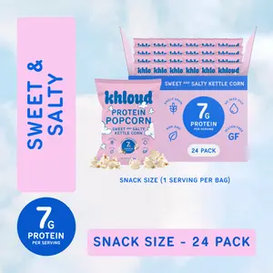 Sweet & Salty Kettle Corn Snack Size Khloud Protein Popcorn by Khloe Kardashian | 7g of Protein Per Serving | No Seed Oils | Gluten-Free | Available in 24pk