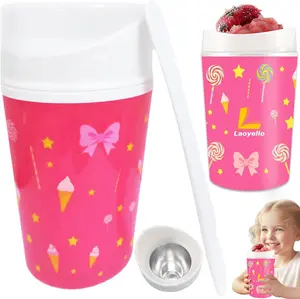 SummerVibes,Unique DIY Slushie Cup,Quick Frozen Homemade Single-Serving Slushies,Magic Quick Frozen,Double Layer Squeeze Cup Slushy Maker for Kids Friends Family, BPA-free
