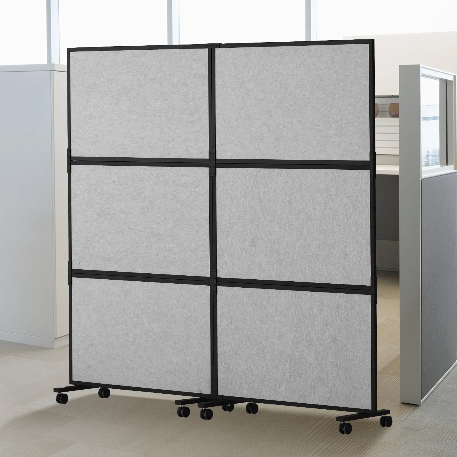 VEVOR Acoustic Room Divider,  2 Pack Office Partition Panel, Freestanding Office Divider Wall Partition Wall with Polyester & 45 Steel Cubicle Wall Reduce Noise and Visual Distractio, Light Gray