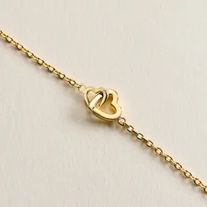 18K Gold Filled  Interlocking Heart Bracelet – Dainty Chain especially made in Korea