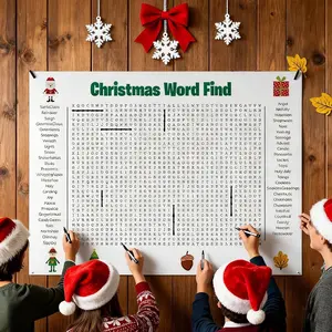 Giant Word Search Poster,Giant Christmas Word Search Poster,Giants Holiday Words Search Room Wall Poster for Christmas,36" X 24" Wall Game with 50 Words for Family Holiday Party Activity,Decoration,Interaction,Festive,Fun