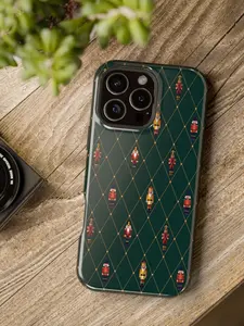 Festive Nutcracker iPhone Case | Green Holiday Design | MagSafe Compatible Tough Cover | Durable Seasonal Protective Accessory for iPhone Series