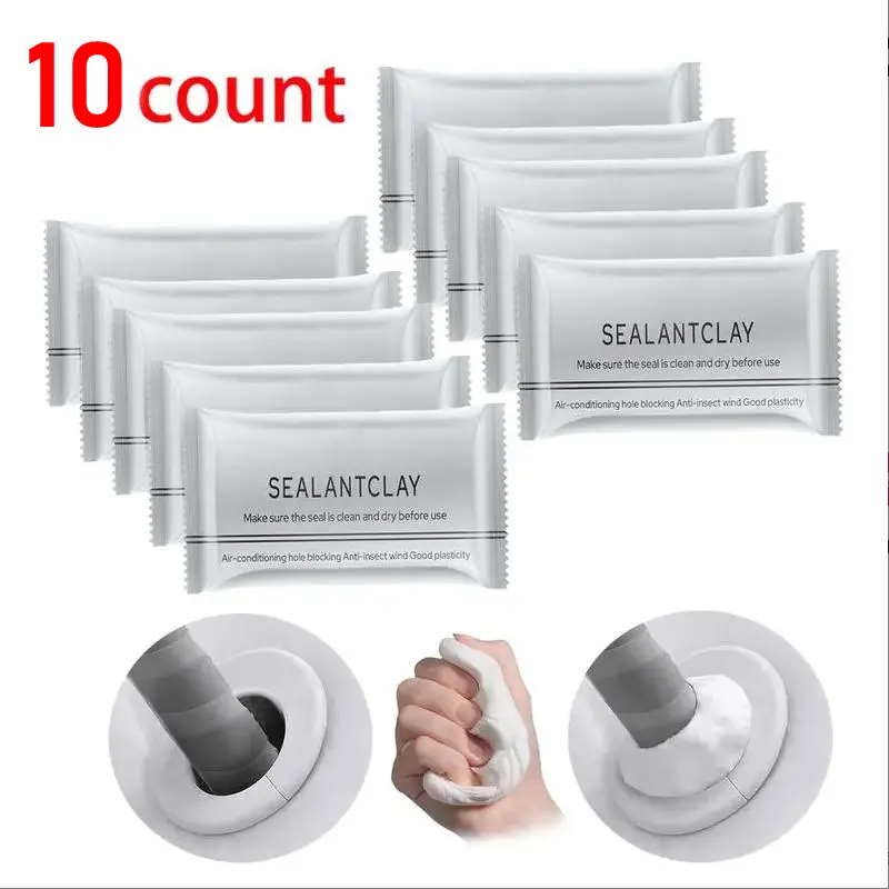 Sealing Glue Putty, Hole Plugging Deodorant Sealant, Household Waterproof Anti‑Rat Anti‑Insect Sewer Sealing Ring，You'll receive exactly 10 pcs