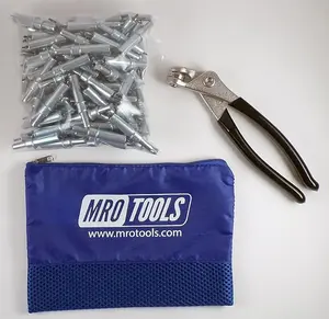 100 3/32 Cleco Sheet Metal Fasteners Plus Cleco Pliers w/Mesh Bag