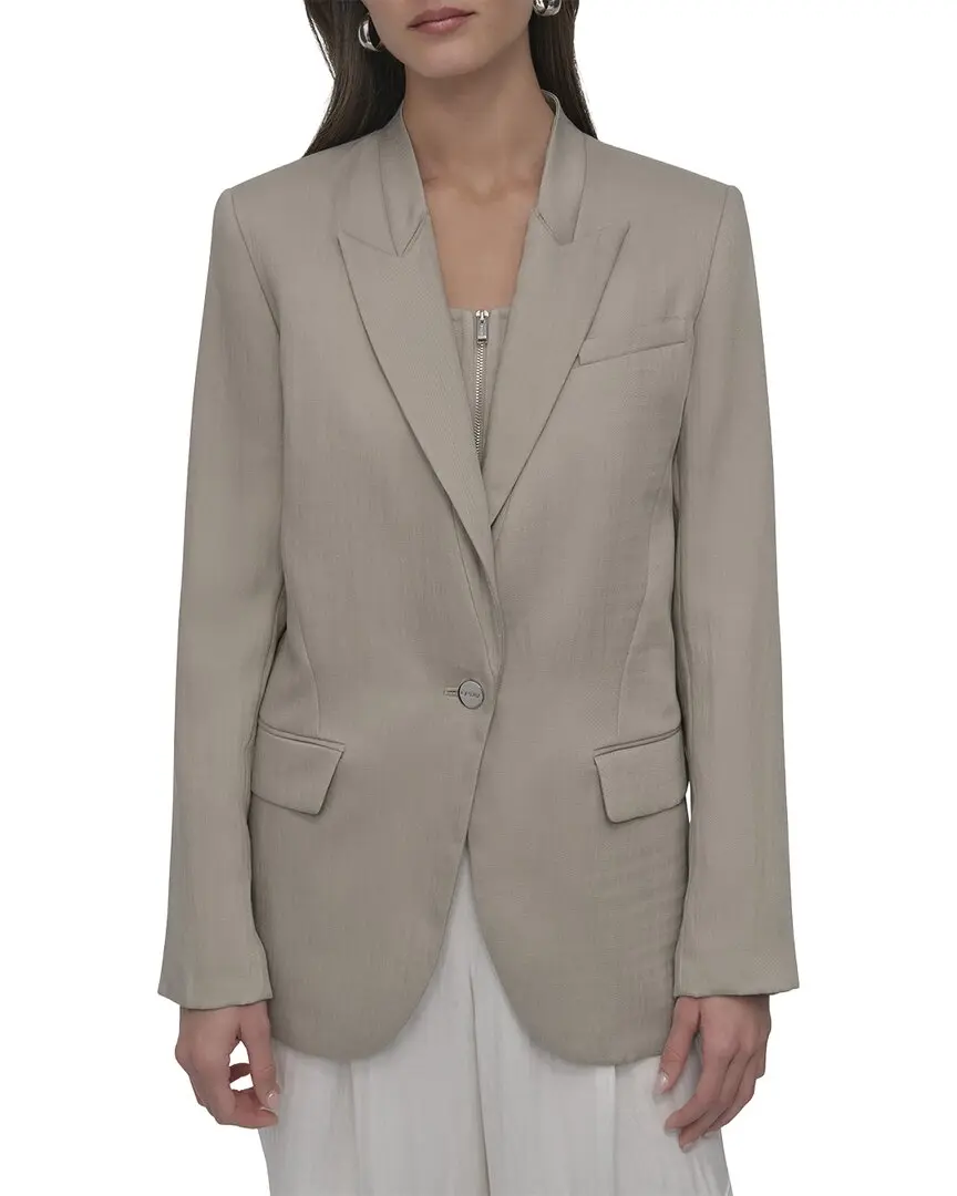 DKNY Stand Collar Peak Lapel Blazer