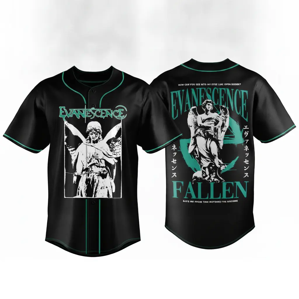 Evanescence 2026 World Tour Sanctuary Exclusive Baseball Jersey – Gothic Rock Band Shirt