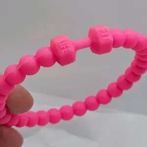 Pink Silicone Dumbbell Bracelet