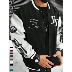 NewMen's 2025 New Graphic Color Block Team Jacket,  Casual Streetwear for Fall & Winter, Stylish Loose-Fitting Design for Fashion-Forward Men