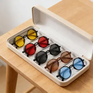 Retro Round Double Bridge Sunglasses 5-Pack Vintage Steampunk Eyewear for Men Women Lightweight Metal Frame Street Style Daily Wear