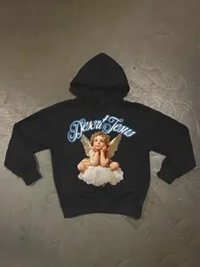 Angel Print Hoodie, Loose-Fitting Casual Streetwear, Comfortable Graphic Design for Daily Wear & Social Activities, Unisex Fashion