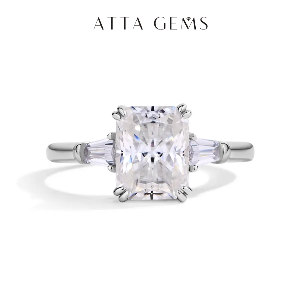 R147 Model Radiant Cut 3.0CT D Color VVS1 Grade Synthetic Moissanite Solitaire Ring, Elegant Adult Engagement Wedding Band, Sizes 6-8 Anniversary Gift, Diamond Alternative, Fashion Jewelry, Engagement Wedding Bands