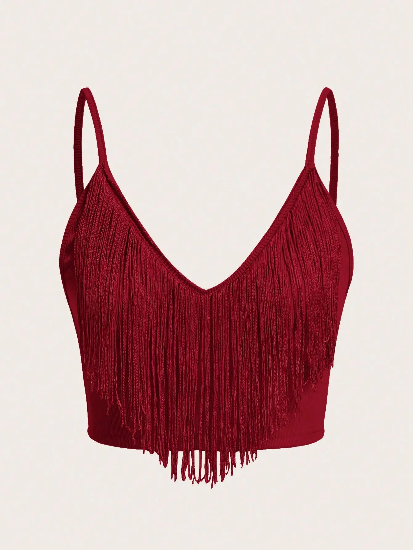 Women's Solid Fringe Trim Cami Top for Comfortable Summer Wear - Womenswear Women's Solid Fringe Trim Cami Top for Comfortable Summer Wear - Womenswear
