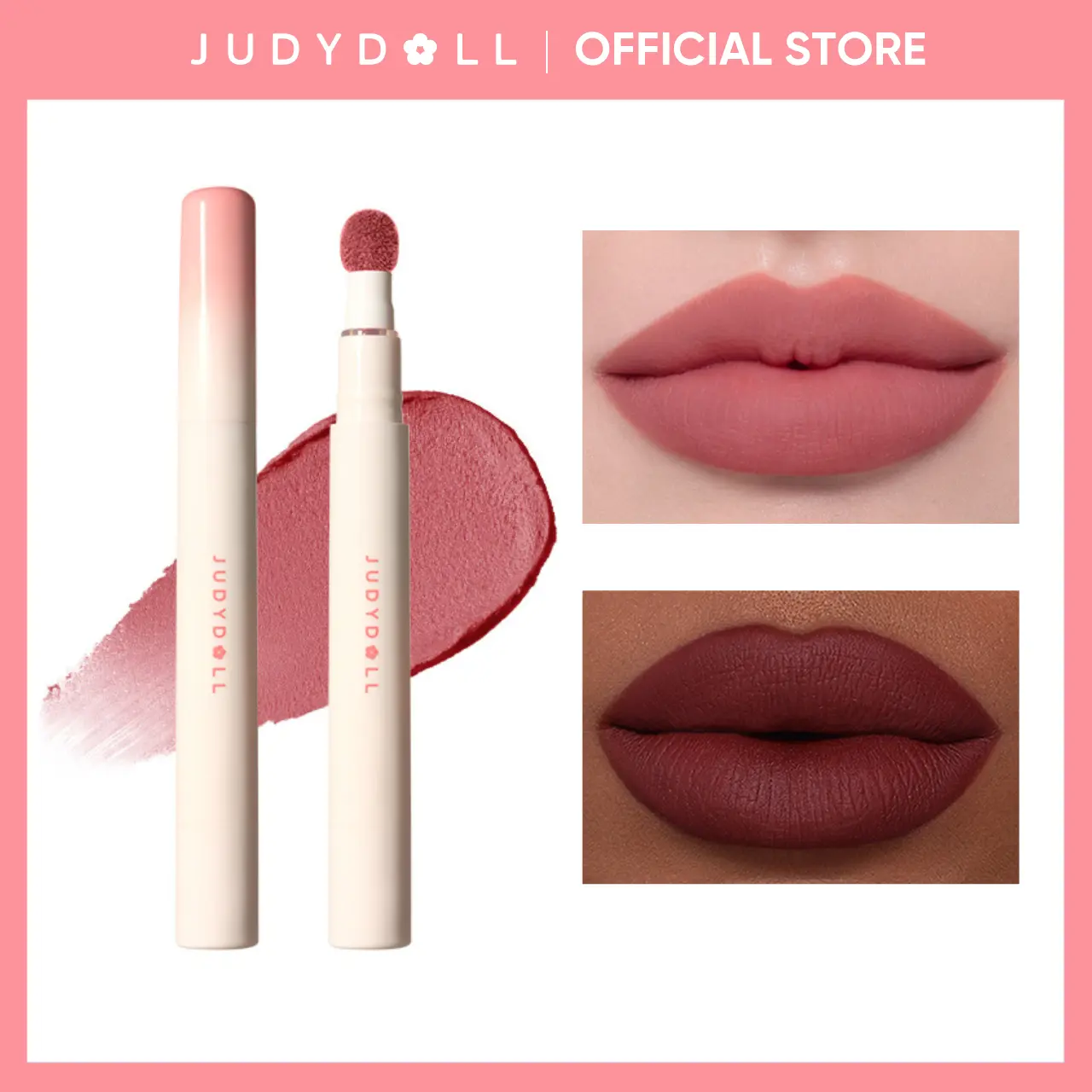 JUDYDOLL Cushion Lip Powder Cream, Cushion Matte Lock Lip Cream, Blur, Lipstick, Hydrating, Soft Velvet Matte Lip & Cheek, Smooth Lip Mud, Waterproof, Long-Lasting, Shimmer, Not Easy To Fade, Summervibes, Makeup, Cosmetic, Glittermakeup