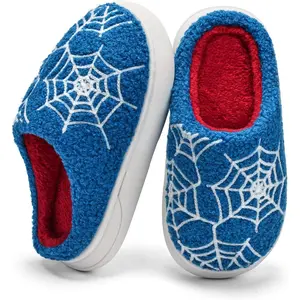 X-SOK15   Kids Slippers Boys Girls Warm Soft Plush Memory Foam House Slippers Big Little Kids Non-Slip Winter Home Shoes for Indoor Outdoor