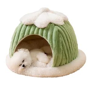 Windproof Dog Cat House Winter Plush Tent Sleeping Kennels Thickening Nest