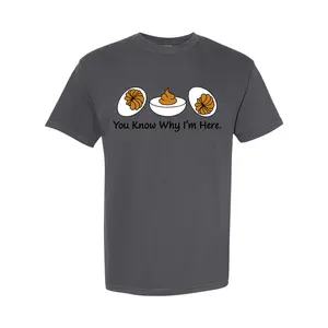 Comfort Colors Retro Thanksgiving You Know Why I'm Here Deviled Egg T-Shirt for Festive Season