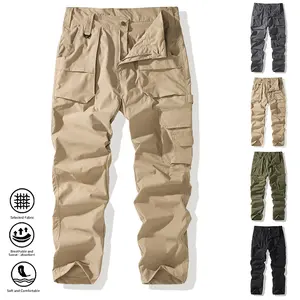 1-pack men’s multi-pocket work pants — men’s outdoor casual tactical long pants — 100% polyester, durable fabric — regular fit, machine washable — all-season outdoor hiking long pants