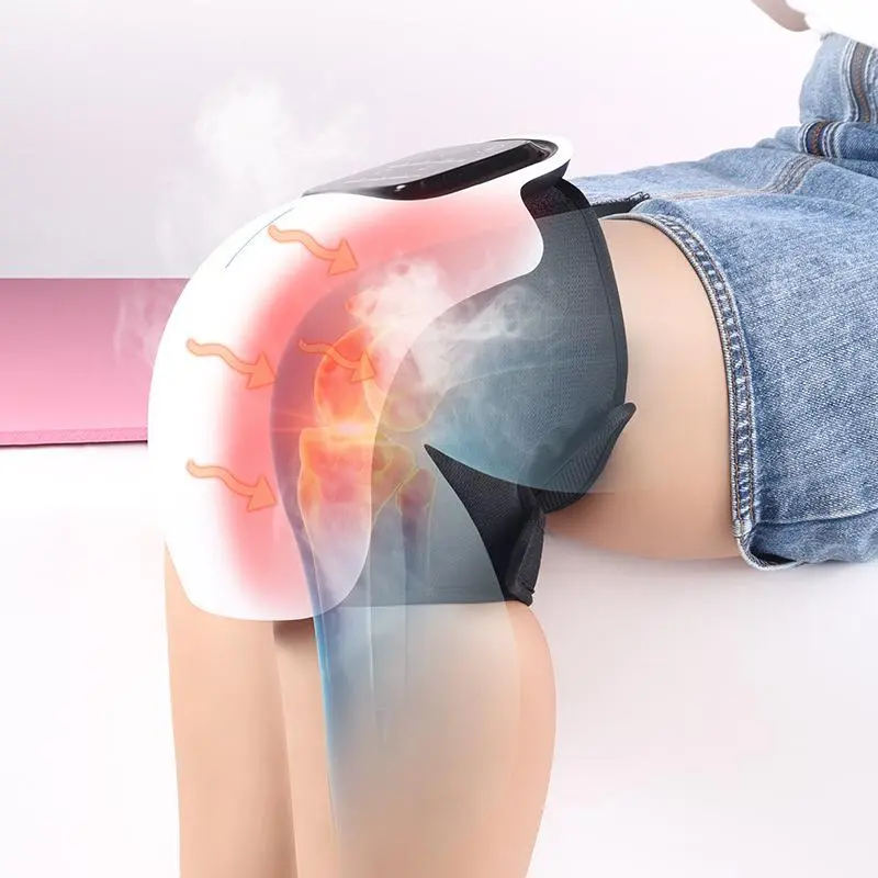 Cordless Rechargeable Thermal Knee Massager - Adjustable Vibratory Massage, Hot Compress, Lightweight Therapy Device, USB Fast-Charging, 1-Touch Mode, Home/Travel Joint Relief, Personal Care Gift for Pain Alleviation, One-Touch Mode