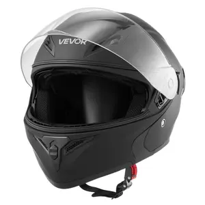 VEVOR Motorcycle Helmet, Modular, Adult Motocross Dirt Bike Helmet with Large Clear Visor, Comfortable Motorbike Racing with Detachable Liner for Men Women, DOT Approved, (Matte Black, XL)