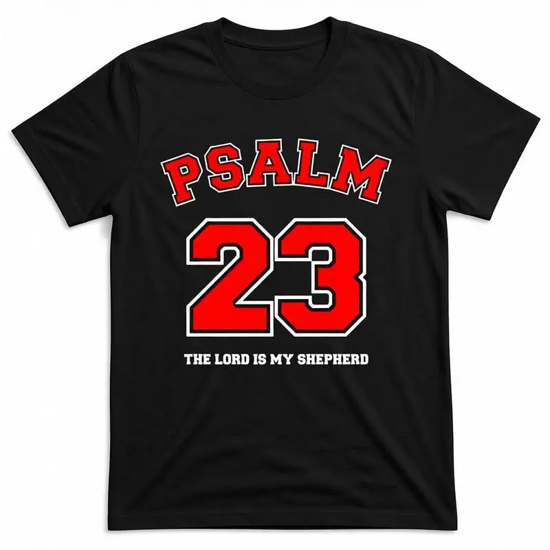 Men's Christian Faith T-Shirt | Psalm 23 Graphic Streetwear Tee in Soft 100% Cotton, Breathable Crew Neck Top, Unisex Cut, Basic