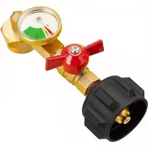 Easy Fill Propane Refill Adapter with Valve and Pressure Gauge, Fits 20lb Tanks, Connects 1lb Disposable Cylinders, Ideal for BBQ and Outdoor Cooking, Lpg Gas