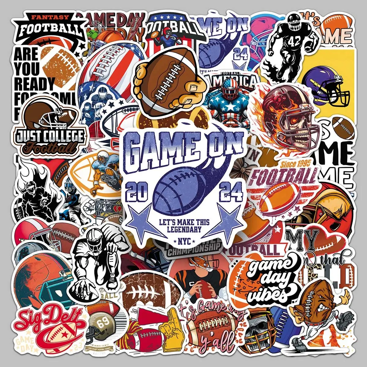50pieces American football personality cool graffiti creative trend Fun Stickers suitcase pencil case glass stickers Sticker Sheets Graphic Decal Sticker Set