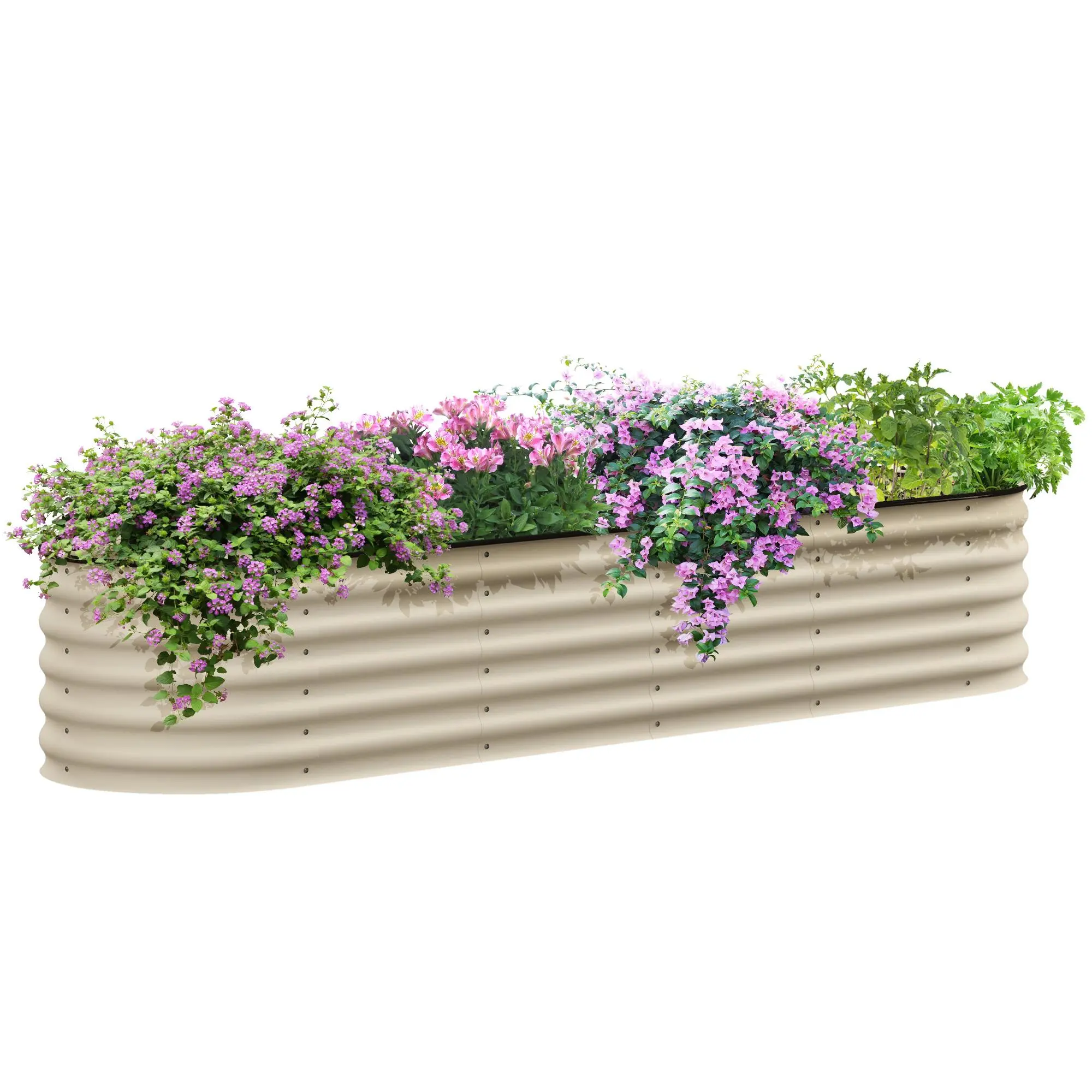 Outsunny 8' x 2' x 1.4' Galvanized Raised Garden Bed Kit with Safety Edging, Easy DIY Stock Tank for Growing Flowers, Herbs & Vegetables Outsunny 8' x 2' x 1.4' Galvanized Raised Garden Bed Kit with Safety Edging, Easy DIY Stock Tank for Growing Flowers, Herbs & Vegetables