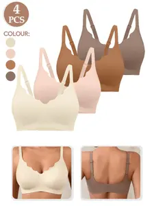 1/3/4pcs Women's Seamless Jelly Bra Set, Comfortable & Stylish Wireless Bras for Everyday Wear,High Support Perfect for Layering & Daily, Ideal Gift for Her