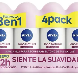 Nivea Tono Natural 4 pack all day protection Antiperspirant roll on 50ML each vitamin c alcohol free Unisex Deodorant