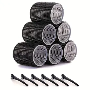 12pcs Set Self Grip Rollers Kit, Includes 6 Rollers & 6 Clips, Salon Quality Curlers for DIY Hairstyling, Curling Hair Rollers, Heatless Rollers