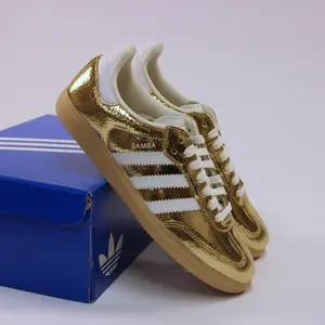 Adidas Samba OG Gold Metallic Leather Women's Sneaker - Authentic Brand New Shoes KI5719
