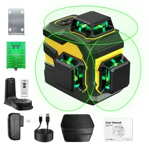 【FathersDayGift】VERVEWAVE 12-Line Green Laser Level 3x360° Self-Leveling, 3D Cross Line Tool with 5200mAh Battery (8H Long Runtime), Smart Remote Control, Cool Construction Gifts for Dad Men Husband