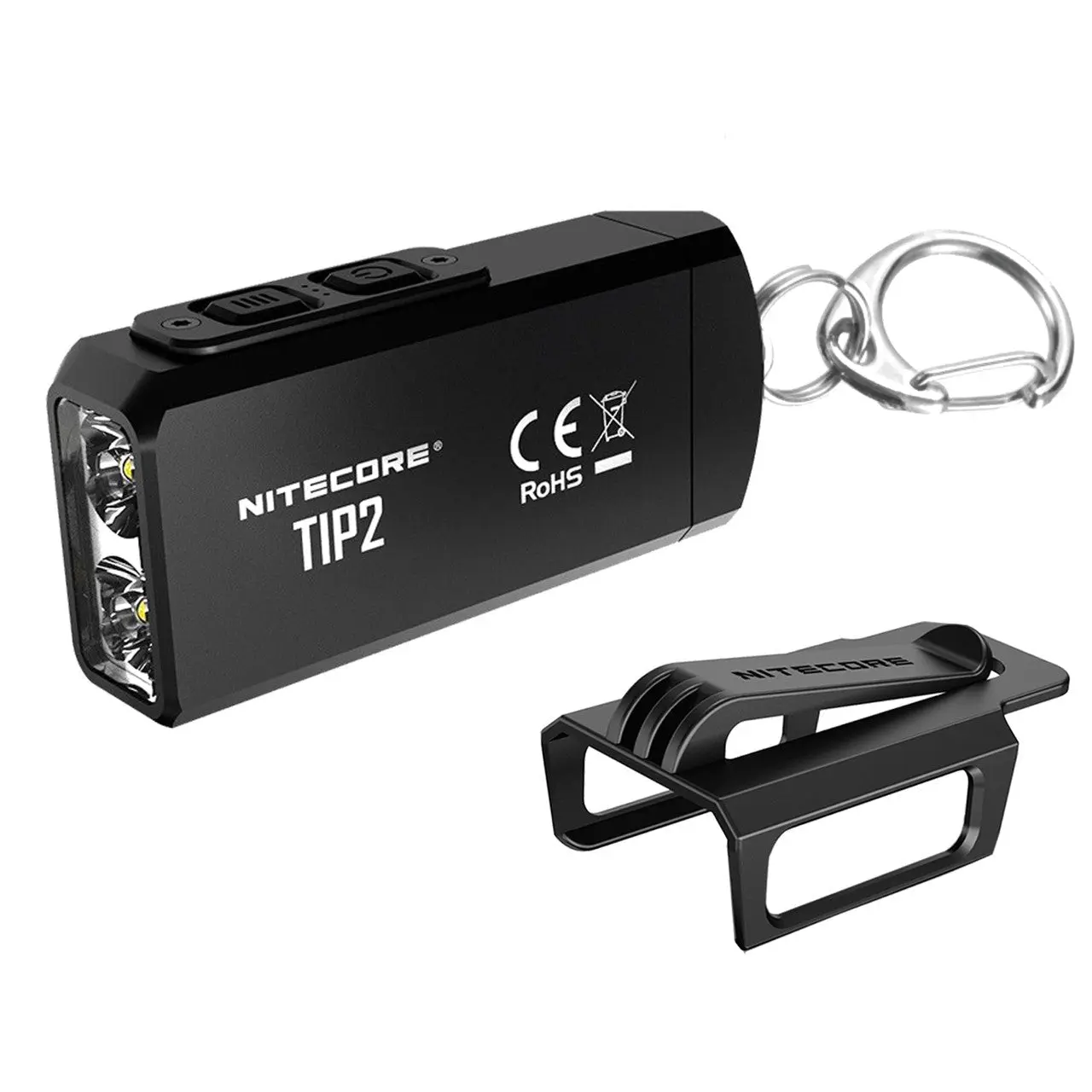 Nitecore TIP2 Dual Clip Keychain Flashlight, 720-Lumen High Performance Portable Lighting, USB-Rechargeable Design with Pocket Clip, Dual Clip Flashlight