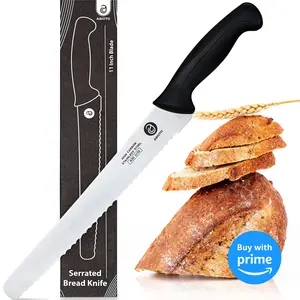 ABIOTO 11-Inch Serrated Bread Knife - Exceptional Sharpness, Ergonomic Handle, Premium Stainless Steel