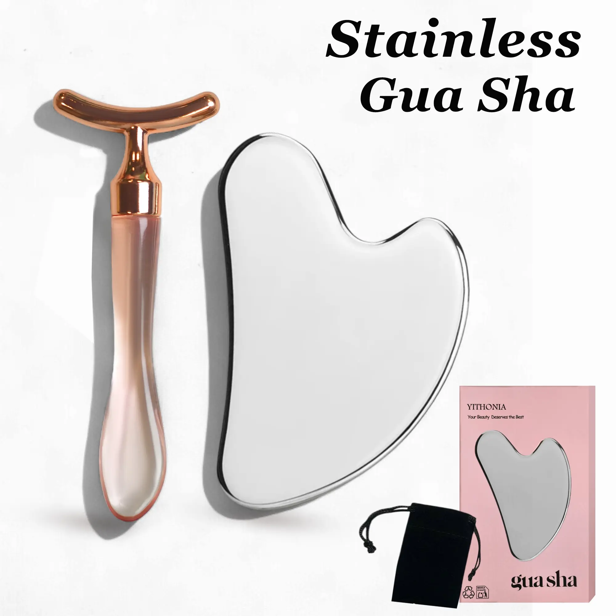 Stainless Steel Gua Sha Scraper Set, Metal Eye Massager Stick, Facial Sculpting Skincare Tool, Women Gift, Includes Storage Bag, Skin Care Tools, Facial Beauty Massagers, Beauty Equipment