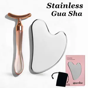 Stainless Steel Gua Sha Scraper Set, Metal Eye Massager Stick, Facial Sculpting Skincare Tool, Women Gift, Includes Storage Bag, Skin Care Tools, Facial Beauty Massagers