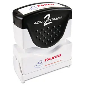 212 MAIN Accustamp2 Auto-Open Shutter Consolidated Stamp - Anti-Bacterial, Red-Blue Ink, FAXED Message Type Impression, 1.63x0.5in, Rubber Grip Scrapbooking & Stamping DIY Supply