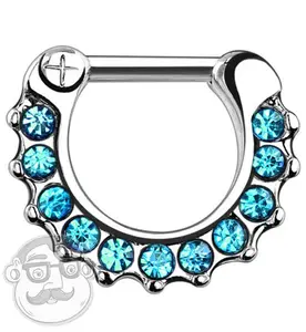 Aqua Gem Brass Septum Clicker
