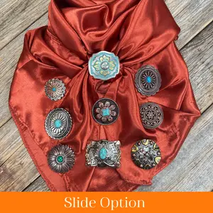 35X35" Solid Rust Wild Rag / Scarf WRS16 - Western Concho Wild Rag Slides - Assorted