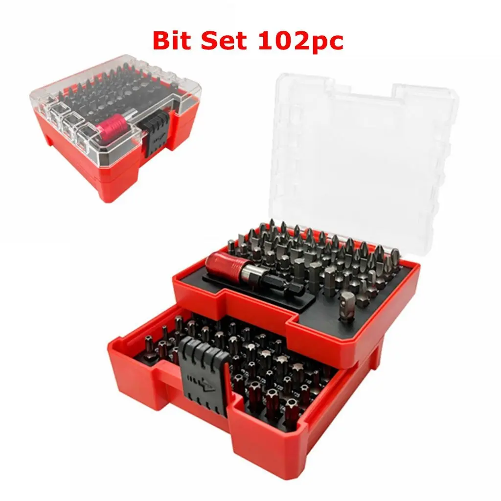 S2 Steel 102PCS Screwdriver Bit Set, Torx Sizes, Square Sizes, PH Sizes, 1/4" Hex Shank with Quick Release Holder, Organized, Screwdriver Bits Set