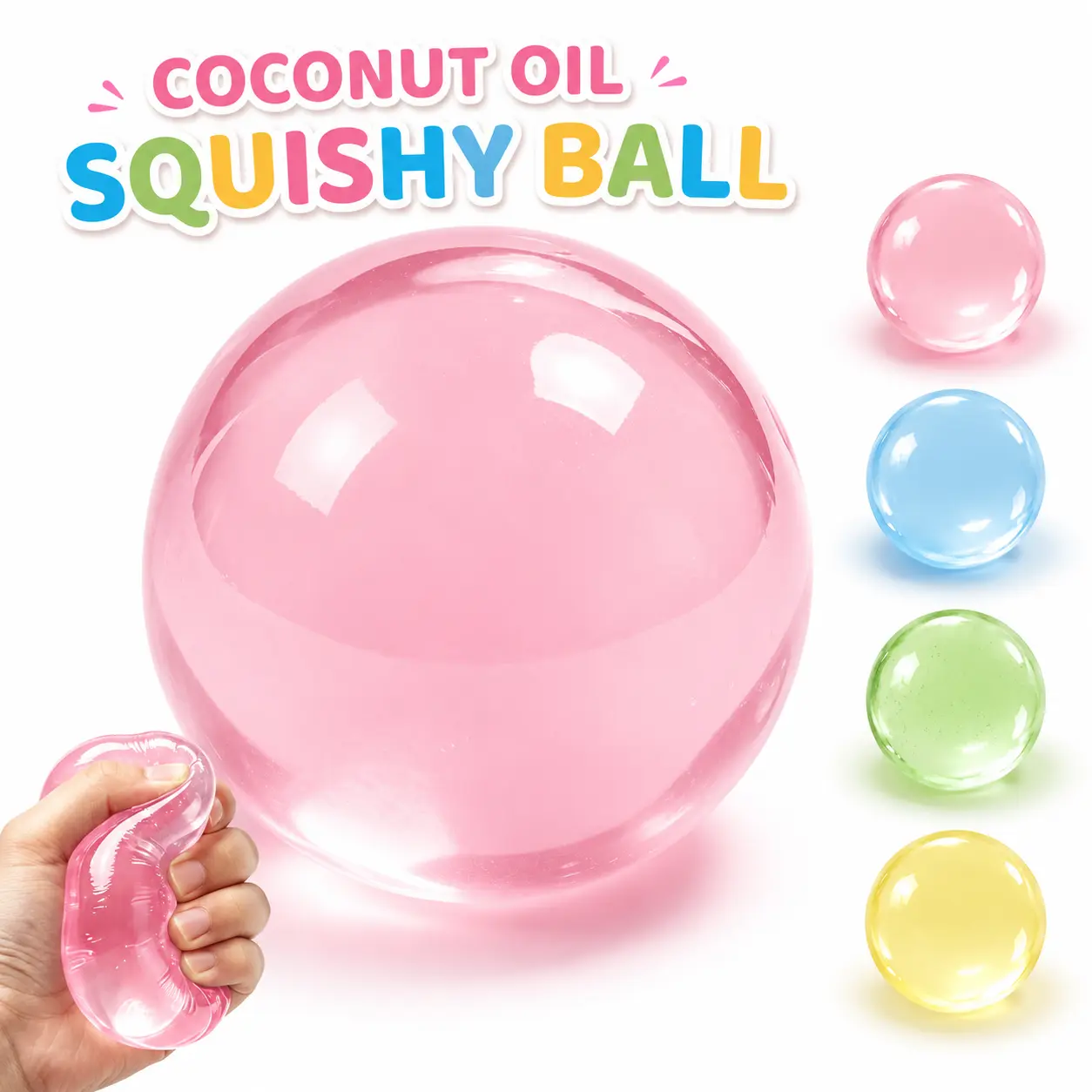 Coconut Oil Squishy Stress Ball, Moldable Non-Rebound Sensory Fidget Toy, Soft Handmade Squeeze Ball for Stress Relief, Flexible Mellow Squishy Toy for Adults and Teens, 1 Count  ：