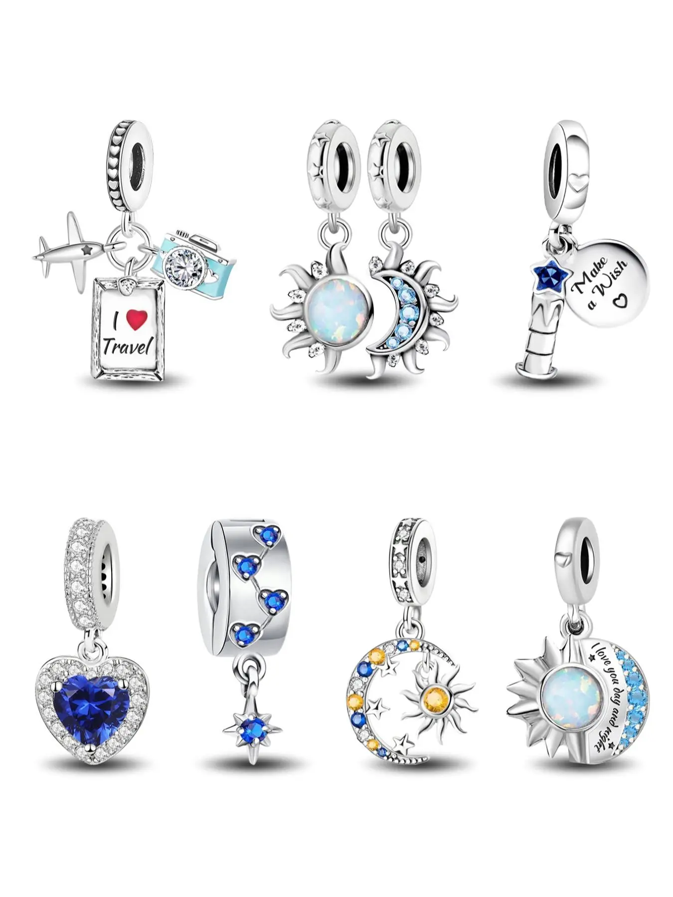 Travel Themed Charms, Cute Heart & Sun & Moon & Star Design Charms, Fashionable Jewelry Accessories for Women & Girls, Trinkets