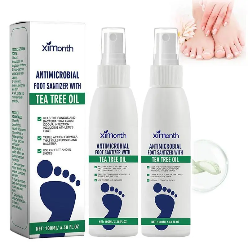 Antifungal Foot Spray with Tea Tree Oil 3.38 fl oz (100ml), Clinically Tested for Athlete's Foot, Stops Itching, Fights Odor & Fungus, Long-Lasting Protection, Moisturizing Foot & Nail Sanitizer Spray for Dry Feet, Odor Control & Shoe Freshness