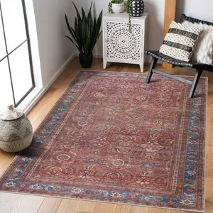 Rust Baki Traditional Washable Area Rug - Clearance Rust Baki Traditional Washable Area Rug - Clearance
